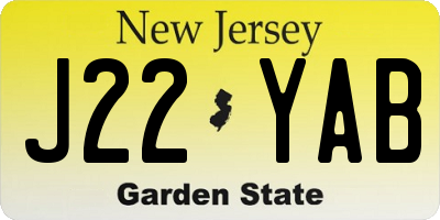 NJ license plate J22YAB