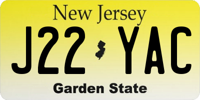 NJ license plate J22YAC