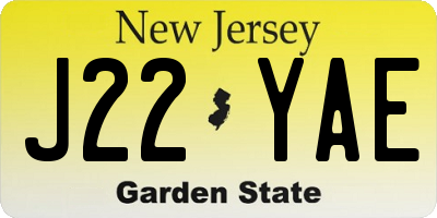 NJ license plate J22YAE