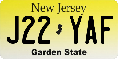 NJ license plate J22YAF
