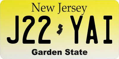 NJ license plate J22YAI