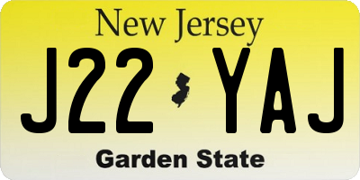 NJ license plate J22YAJ