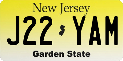 NJ license plate J22YAM