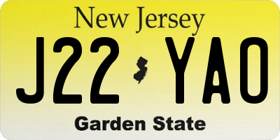 NJ license plate J22YAO