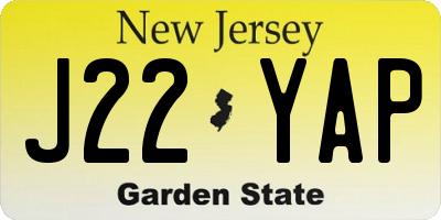 NJ license plate J22YAP