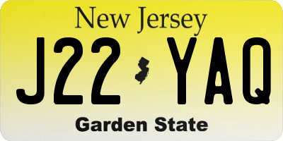 NJ license plate J22YAQ