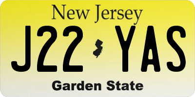 NJ license plate J22YAS