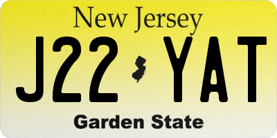 NJ license plate J22YAT