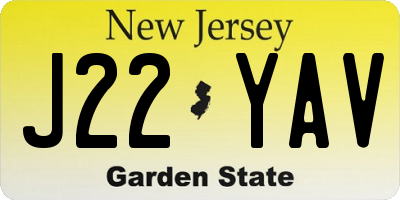 NJ license plate J22YAV