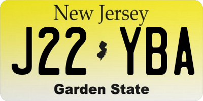 NJ license plate J22YBA