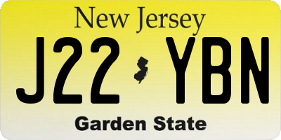 NJ license plate J22YBN