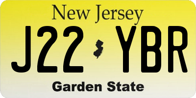 NJ license plate J22YBR