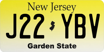 NJ license plate J22YBV