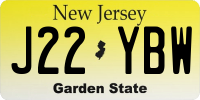 NJ license plate J22YBW