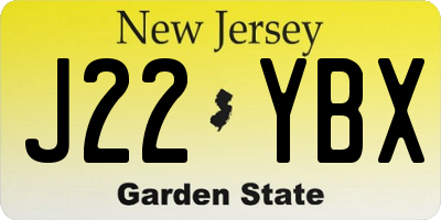 NJ license plate J22YBX