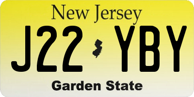 NJ license plate J22YBY