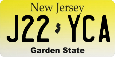 NJ license plate J22YCA