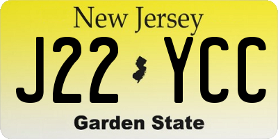 NJ license plate J22YCC