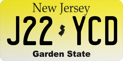 NJ license plate J22YCD
