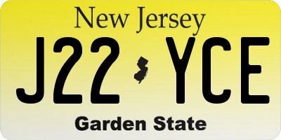 NJ license plate J22YCE