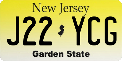 NJ license plate J22YCG