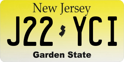 NJ license plate J22YCI