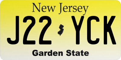 NJ license plate J22YCK