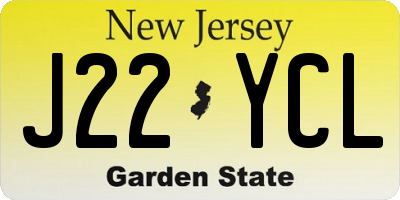 NJ license plate J22YCL