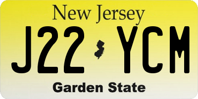 NJ license plate J22YCM
