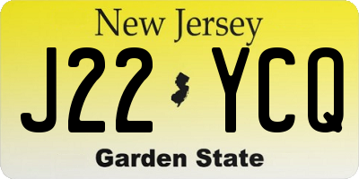 NJ license plate J22YCQ