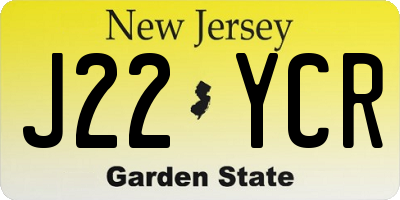 NJ license plate J22YCR