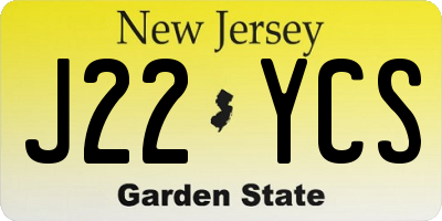 NJ license plate J22YCS