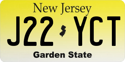 NJ license plate J22YCT