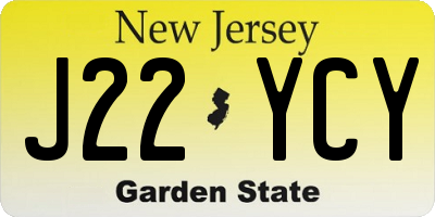 NJ license plate J22YCY