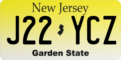 NJ license plate J22YCZ