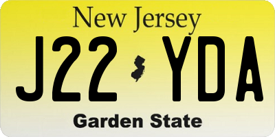 NJ license plate J22YDA
