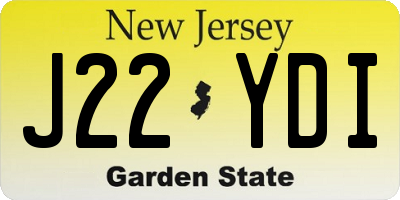 NJ license plate J22YDI