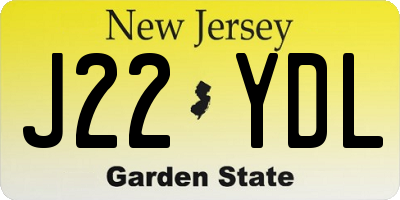 NJ license plate J22YDL