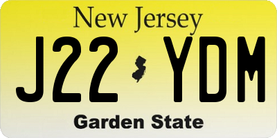 NJ license plate J22YDM