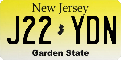 NJ license plate J22YDN