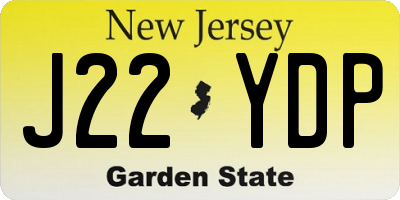 NJ license plate J22YDP