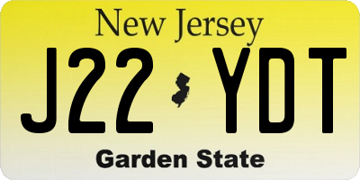NJ license plate J22YDT