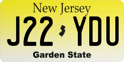 NJ license plate J22YDU
