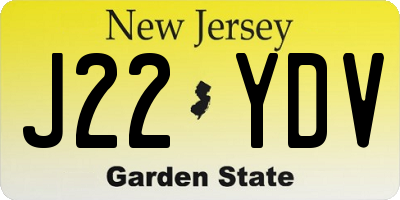 NJ license plate J22YDV