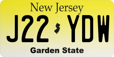 NJ license plate J22YDW