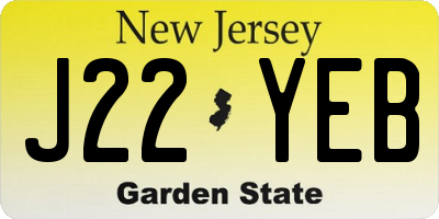 NJ license plate J22YEB