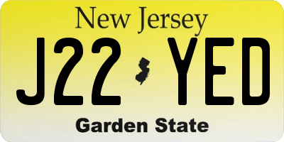 NJ license plate J22YED