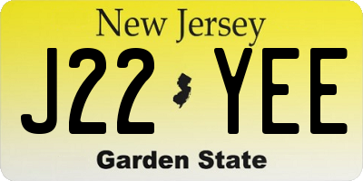 NJ license plate J22YEE