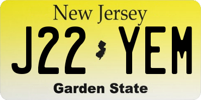 NJ license plate J22YEM