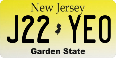 NJ license plate J22YEO